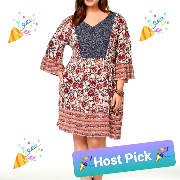 STYLE & CO PLUS SIZE 2X BOHO FALL DRESS NEW - Picture 2 of 4